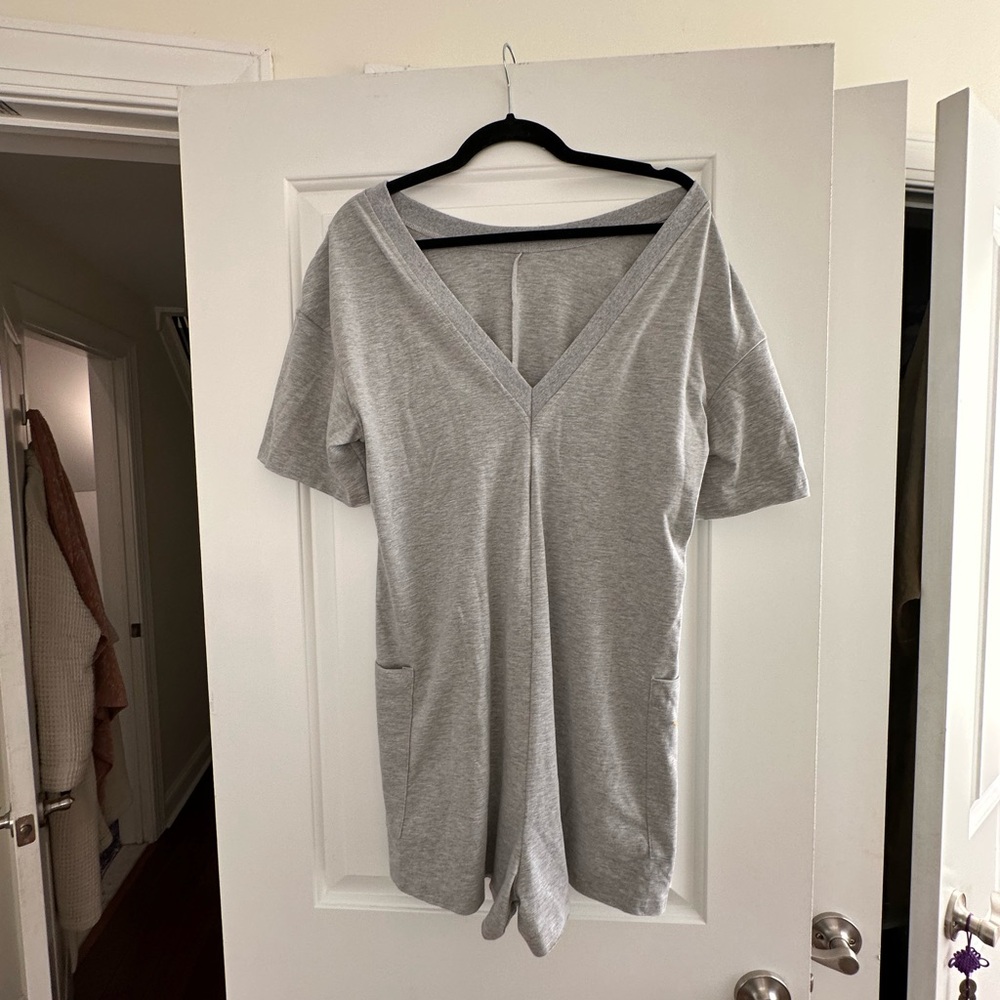 Gray V-Neck Women's Top